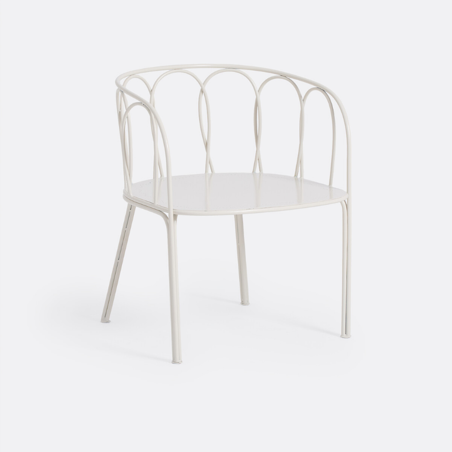 Fauteuil de table de jardin, en métal acier, avec coussins, LACOMO