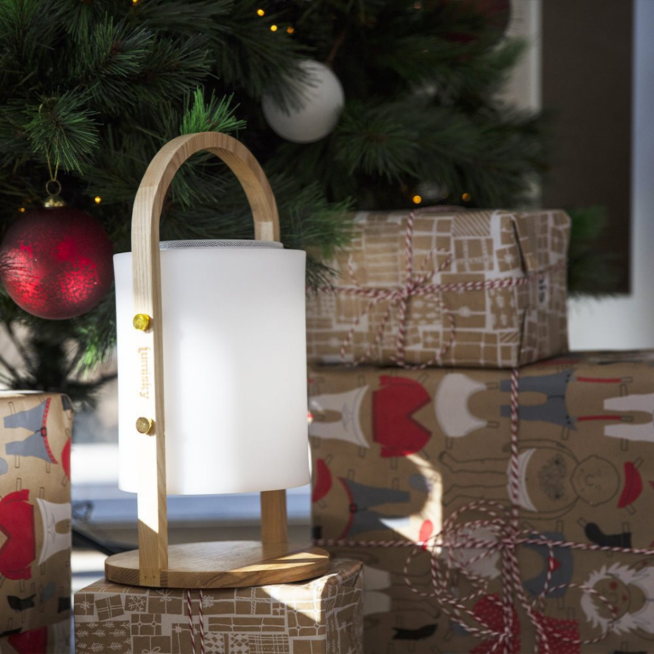 Lampe enceinte bluetooth multicolore WOODY PLAY H37cm
