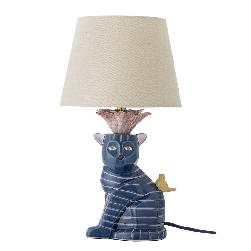 Lampe chat grès peint  ERI
