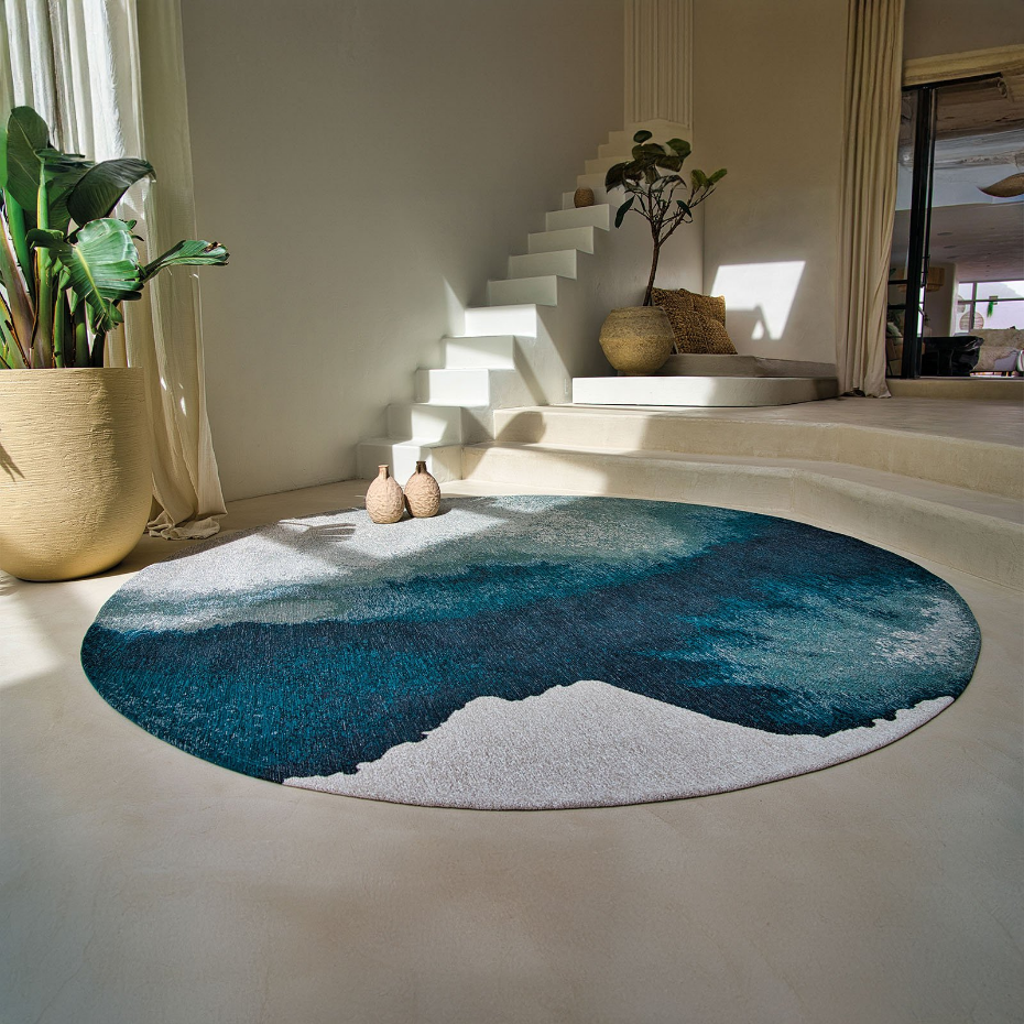 Tapis salon et chambre tissé plat BLUE MIRAGE