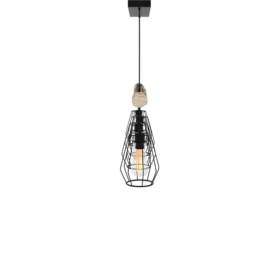 Suspension en bois et métal 4 lampes - CLOTILDE