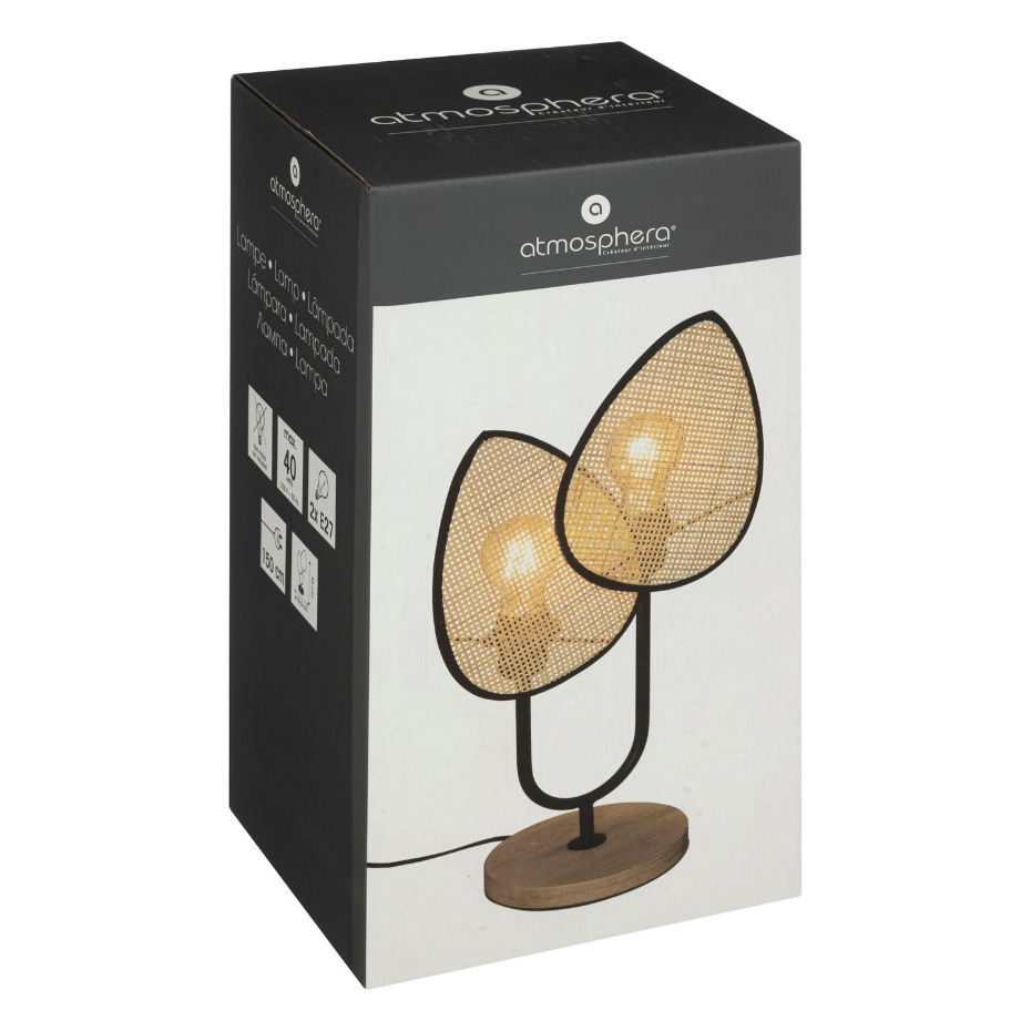 Lampe à poser Feuille en cannage et métal
