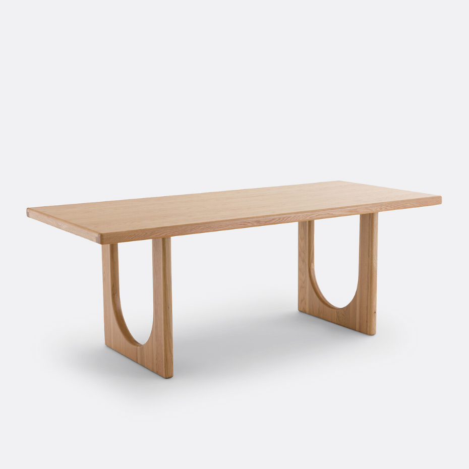 Table à manger, rectangulaire, chêne et plaqué, 6 à 8 couverts, DOUVE
