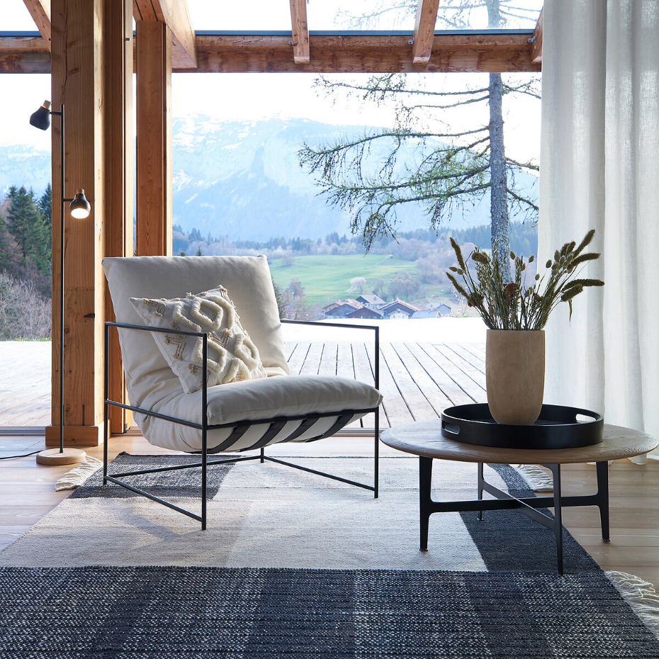 Fauteuil moelleux, tissu coton/lin, Sgothan