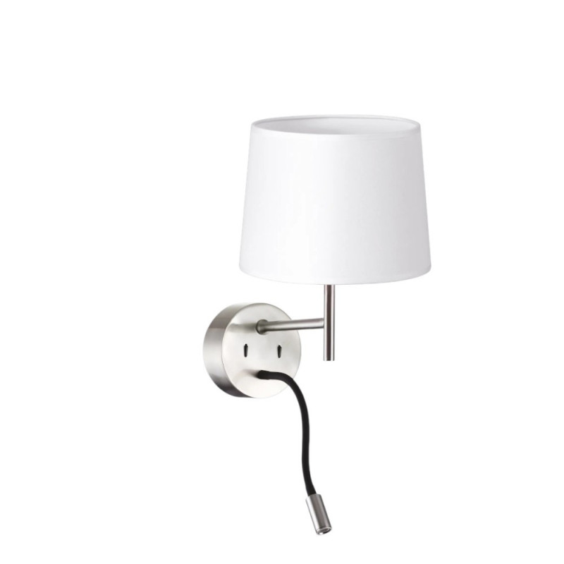 Applique murale nickel mat Liseuse Abat-jour blanc Mathy