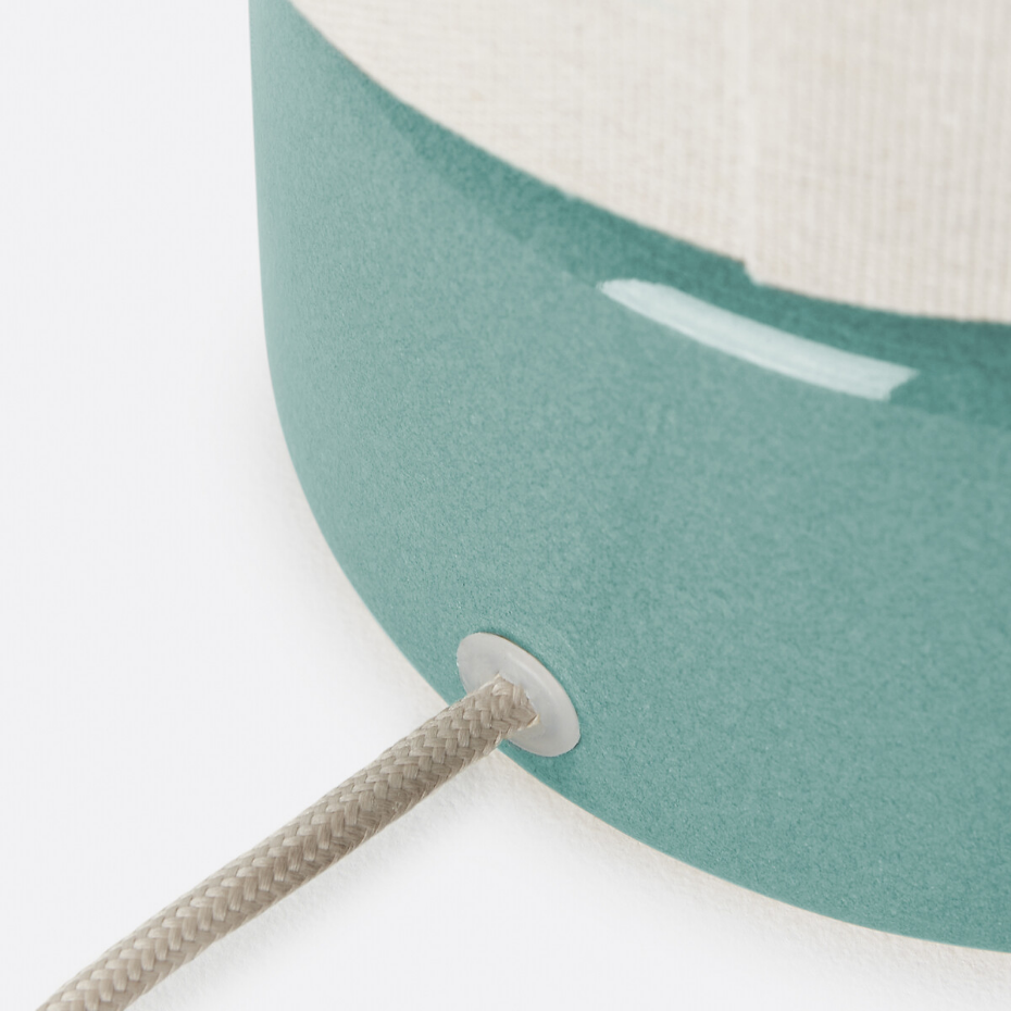 Lampe à poser céramique et lin hauteur 25 cm, Amaga