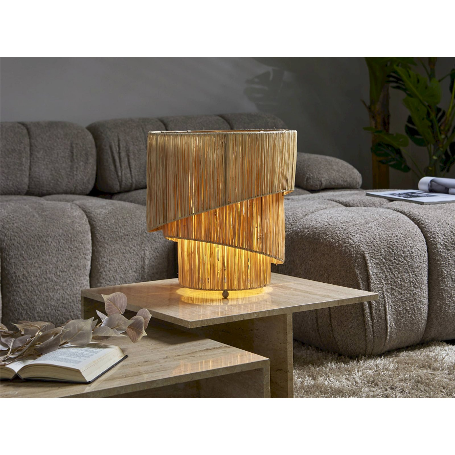Lampe de table en raphia forme ronde