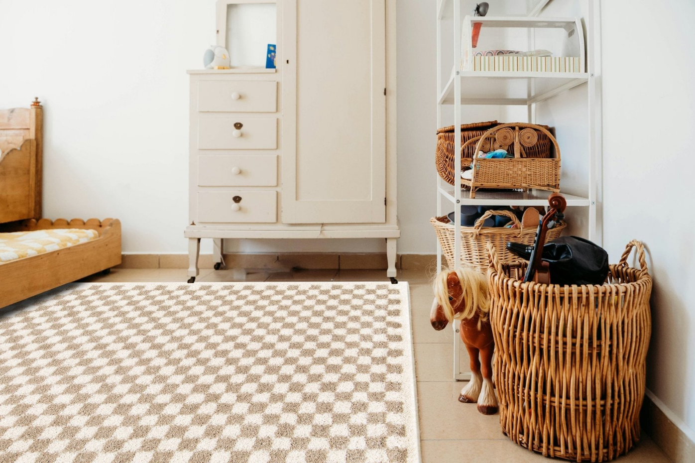Tapis damier poils longs doux et volumineux CHECKERS
