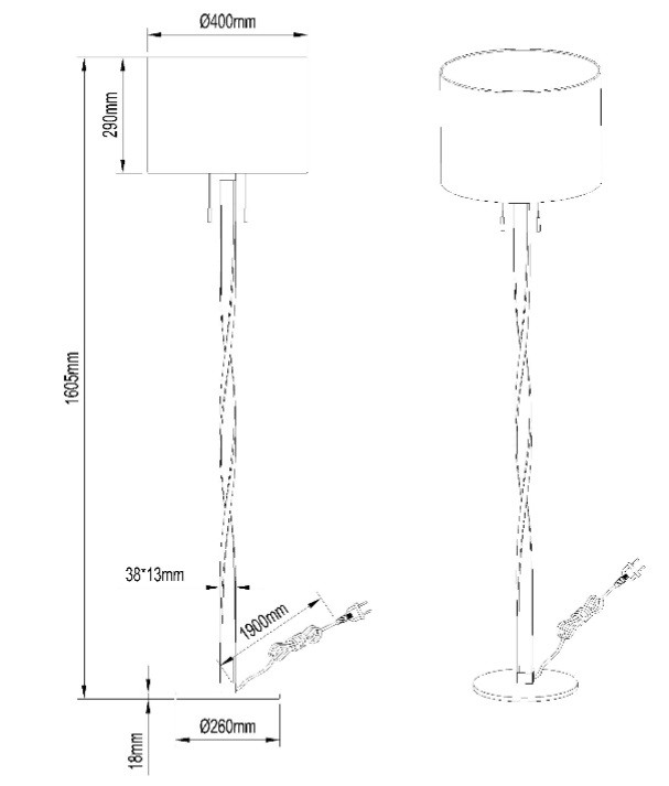 Lampadaire design en métal, NANDOR