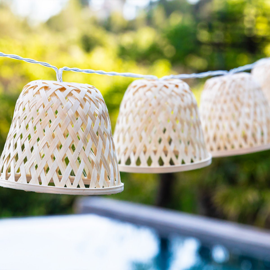 Guirlande solaire bambou CHILL HYBRID 10 ampoules 3.8M
