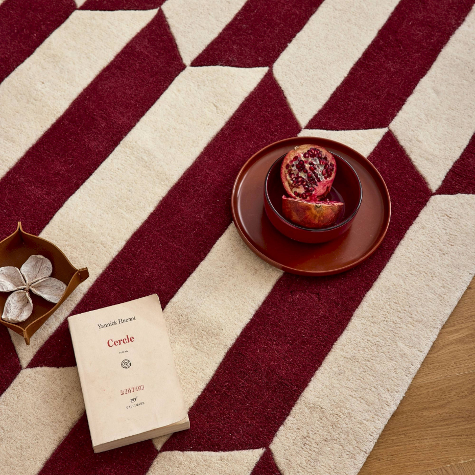 Tapis rectangulaire en laine et coton