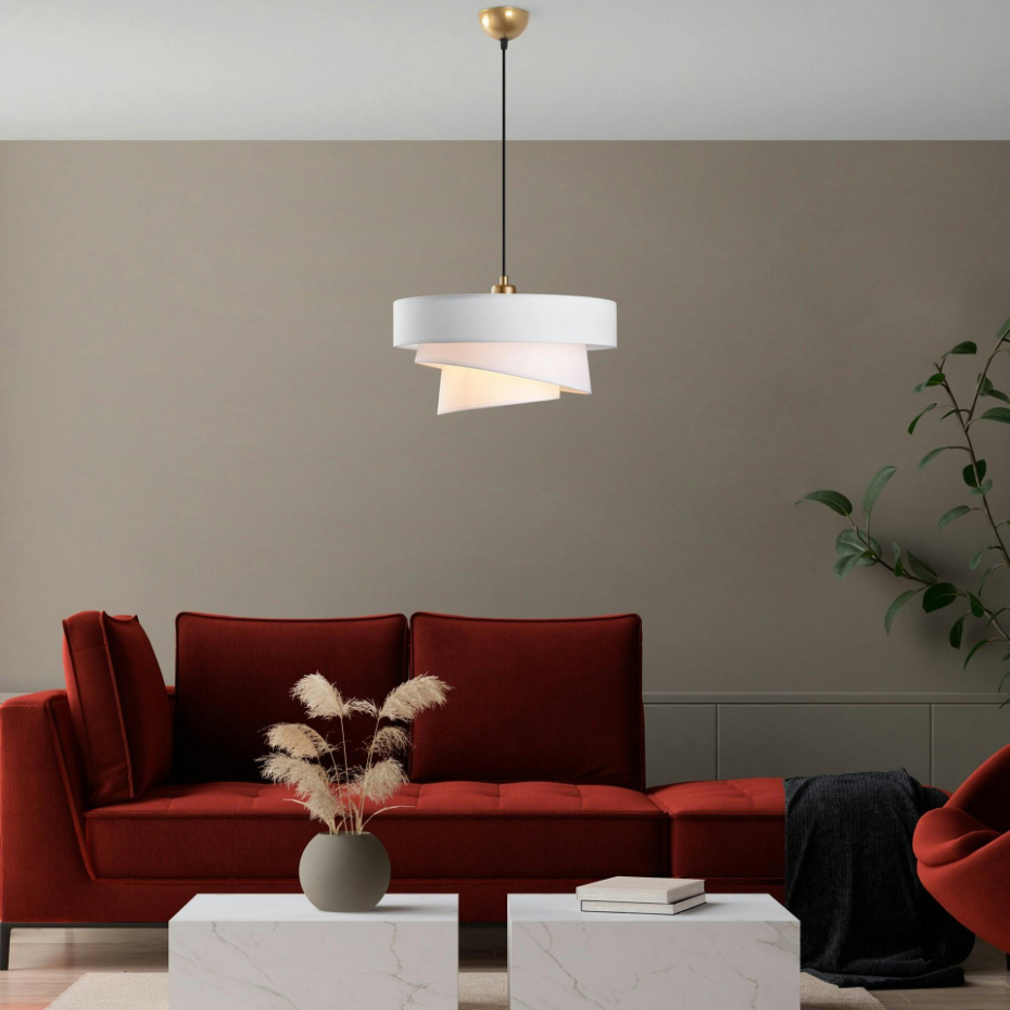 Suspension de chambre design – blanche, effet ruban ZURICH