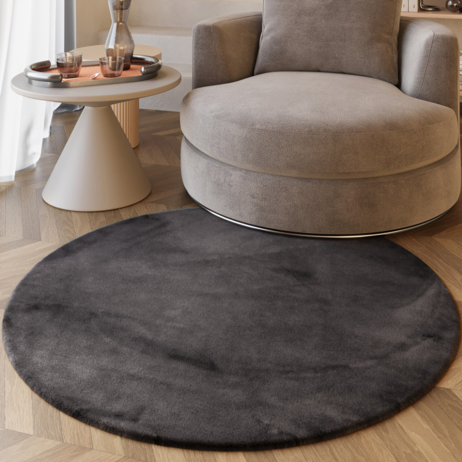 Tapis rond très moelleux à poils longs ,  Alice