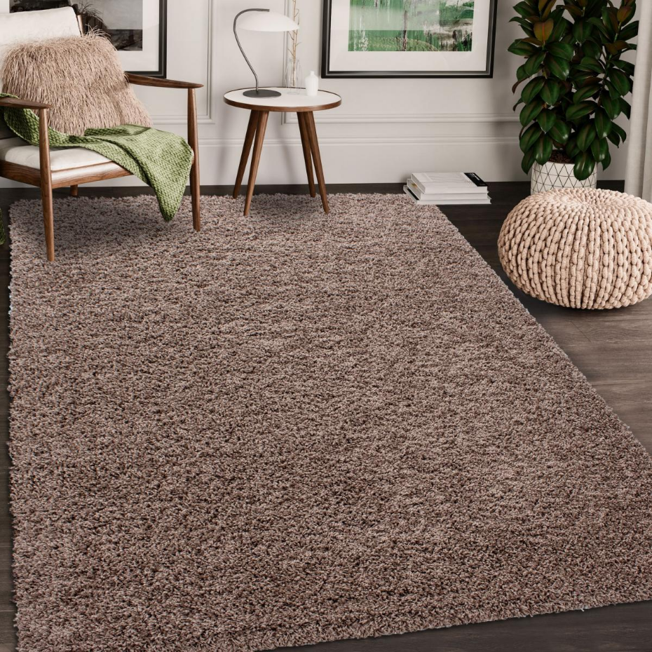 Tapis poils longs shaggy tissé motif uni UNI L
