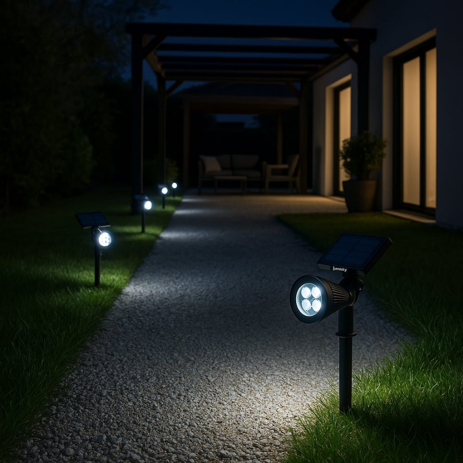 2 Spots solaires projecteurs SPIKY Blanc froid 100LM