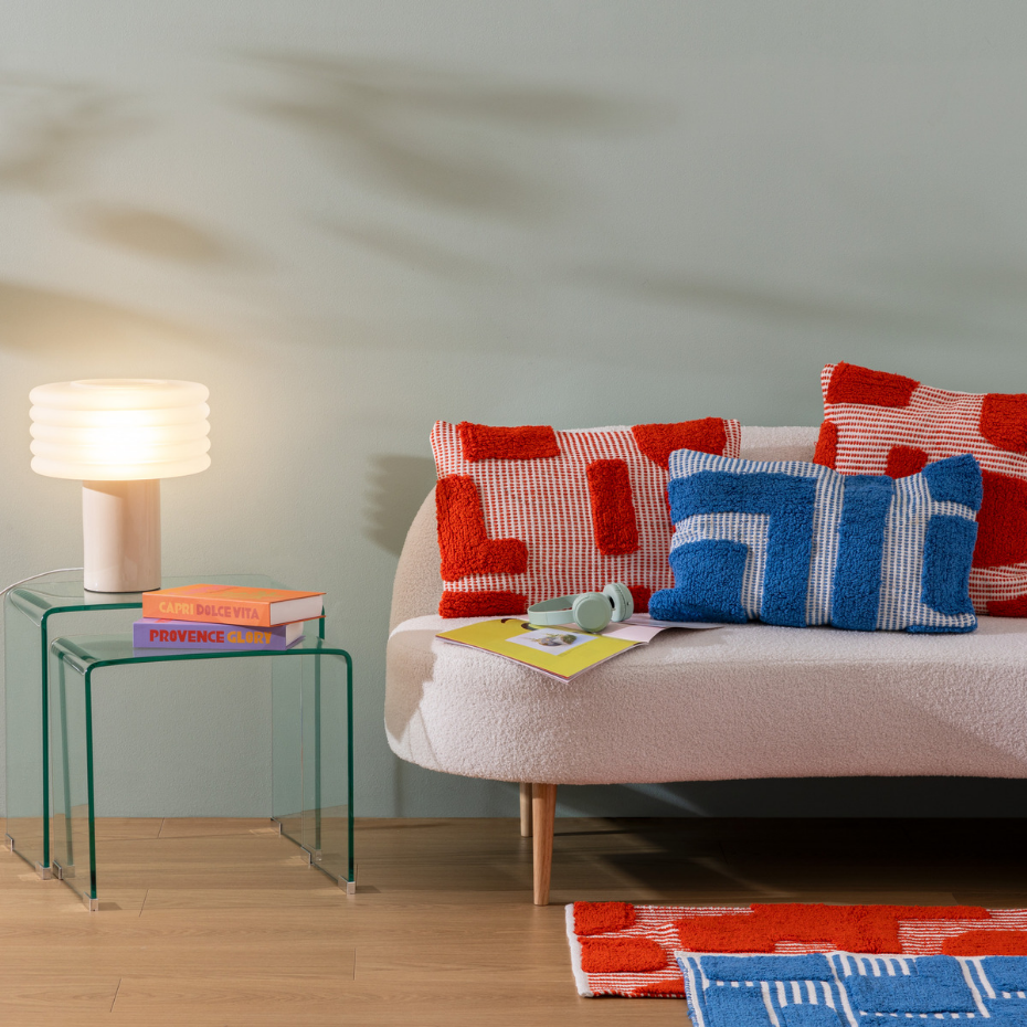 Lampe à poser verre sablé et grès ASTI