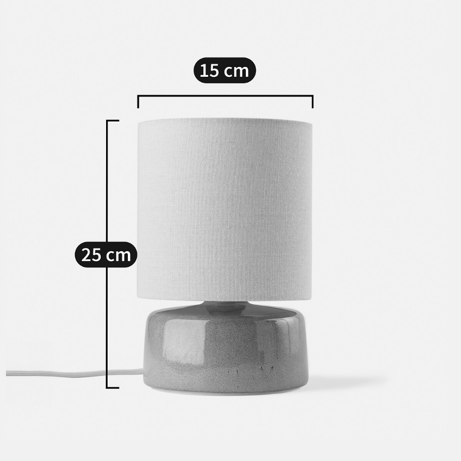 Lampe à poser céramique et lin hauteur 25 cm, Amaga