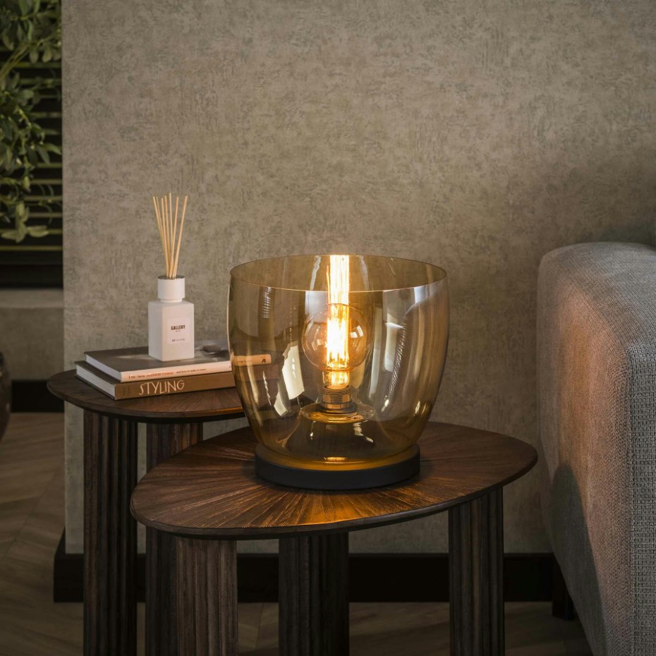 Lampe de salon moderne avec vasque en verre ambré 27 cm NIAGARA