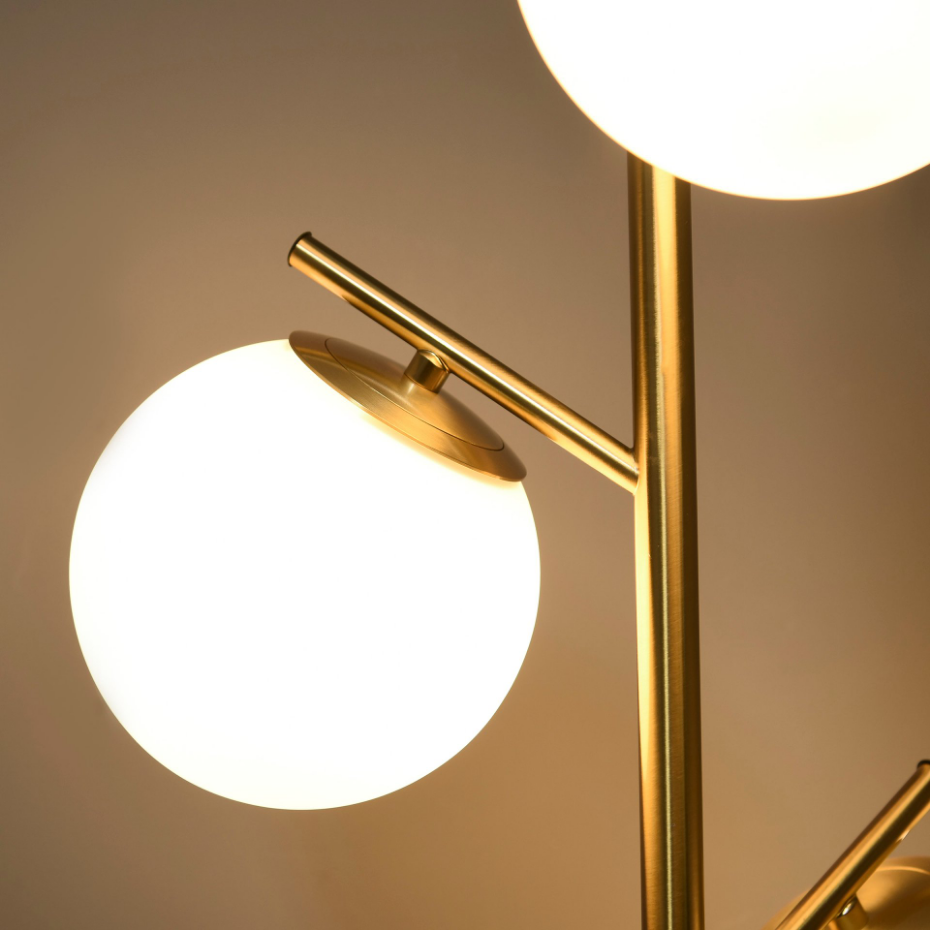 Lampadaire globe design néo-rétro 3 ampoules métal