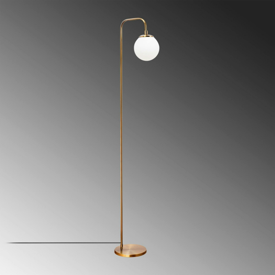 Lampadaire vintage sur tige, 1 globe verre dépoli SIERRE