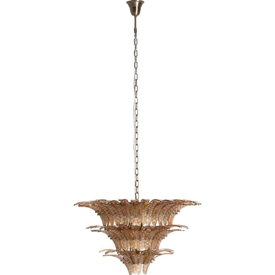 Lustre vintage en cristal et bois effet marbre
