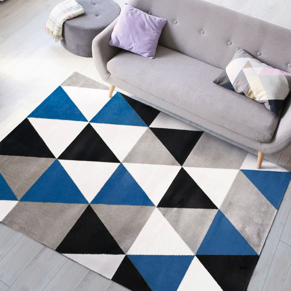 Tapis salon toucher laineux motif triangles  GEO SCANDI