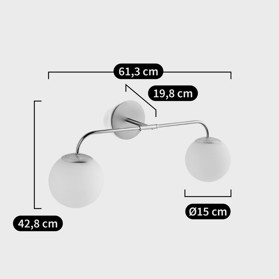 Applique double laiton et verre opaline, Moricio