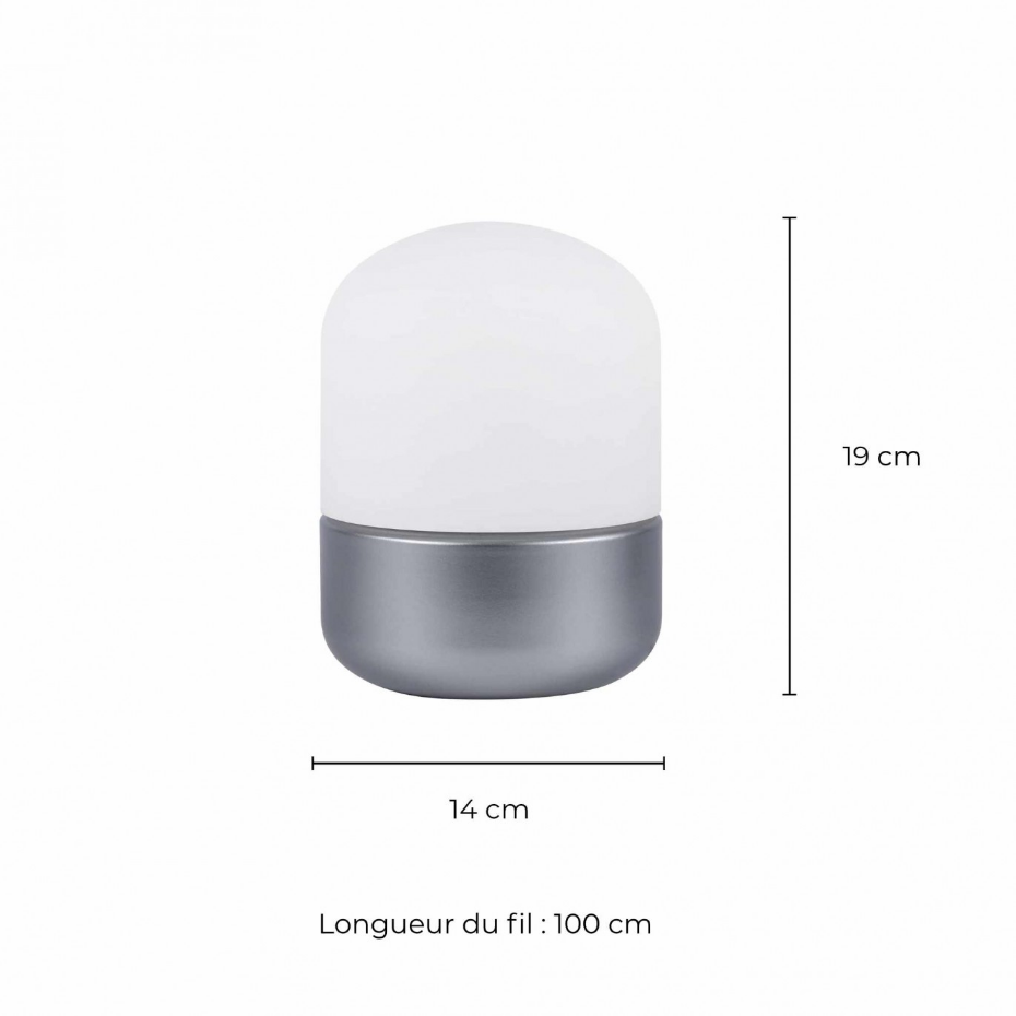 Lampe à poser tactile en verre opaque et métal peint, PILOUL