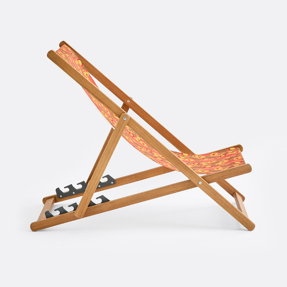 Chilienne en acacia massif, tissu avec motif fleurs, VALERIA