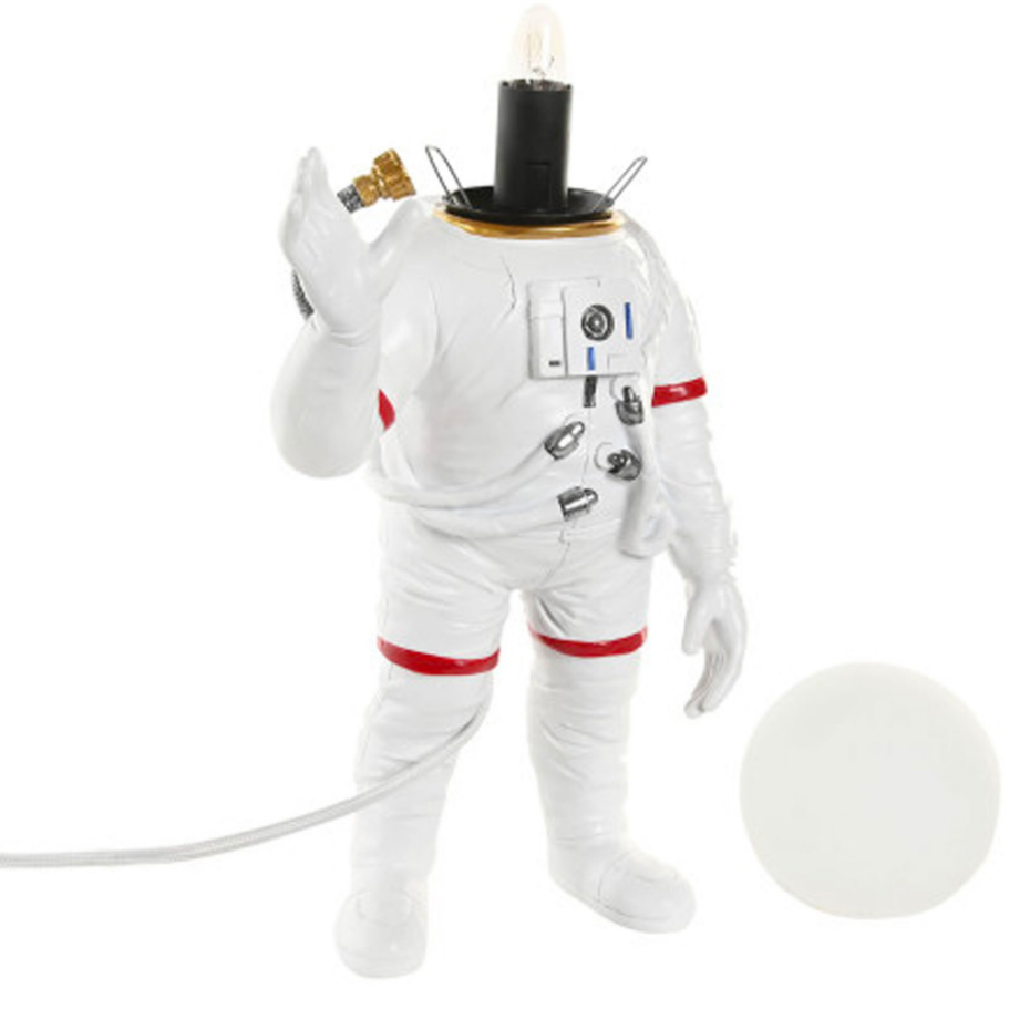 Lampe à poser enfant résine astronaute blanc 20x13x36,5cm