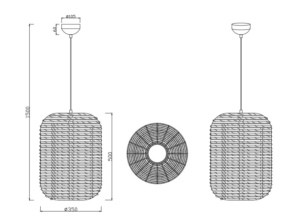 Suspension en sisal bohème, D.35 , RUNA