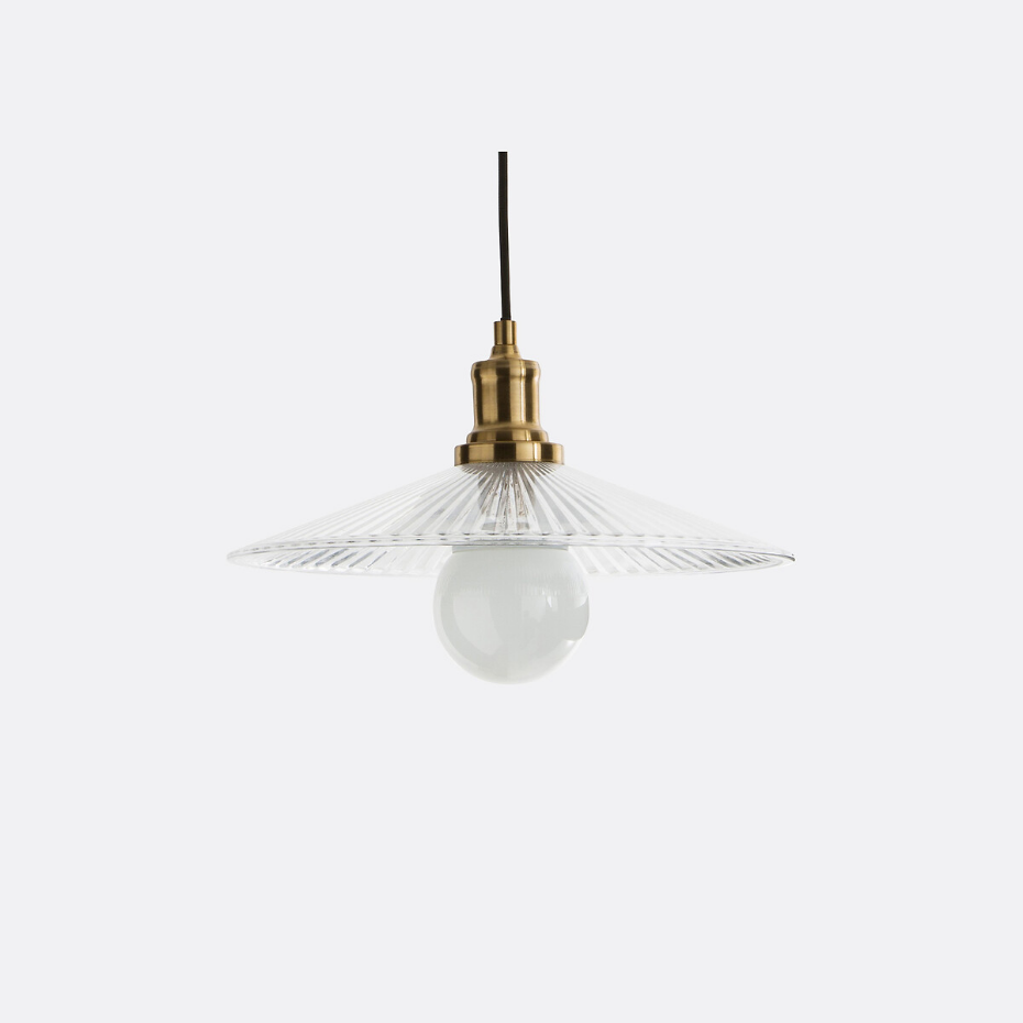 Suspension laiton et verre strié Ø35,5 cm, Iloa