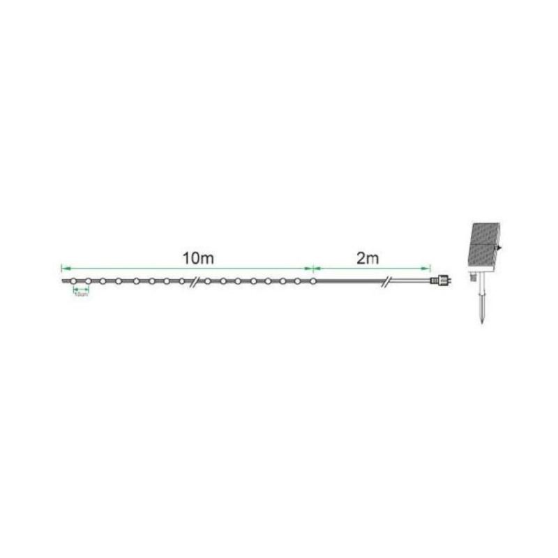 Guirlande Solaire Microled 10m Multicolore Ou Blanc Chaud