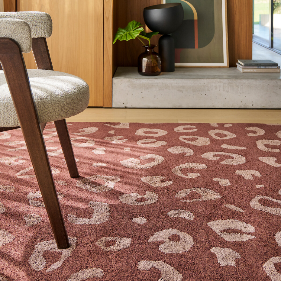 Tapis en 65% laine, motif léopard, THELMA