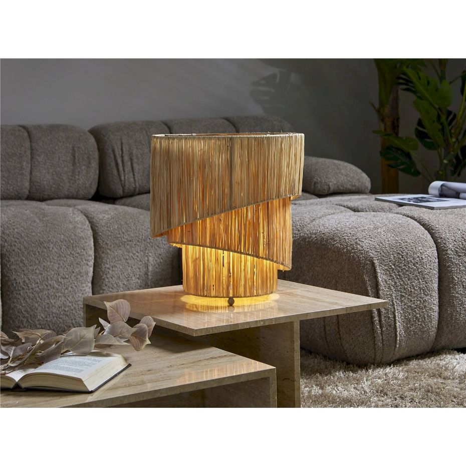 Lampe de table en raphia forme ronde