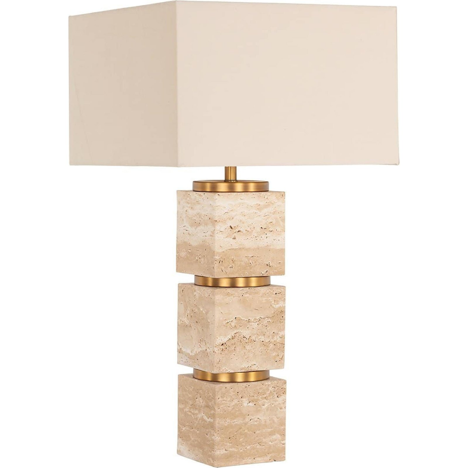 Lampe de table en pierre et fer rectangulaire