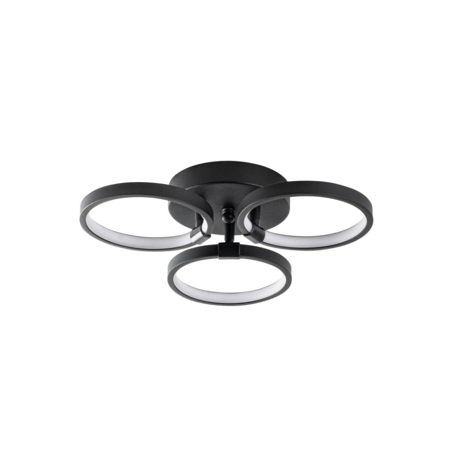 Plafonnier LED noir moderne – 3 anneaux VIESTE