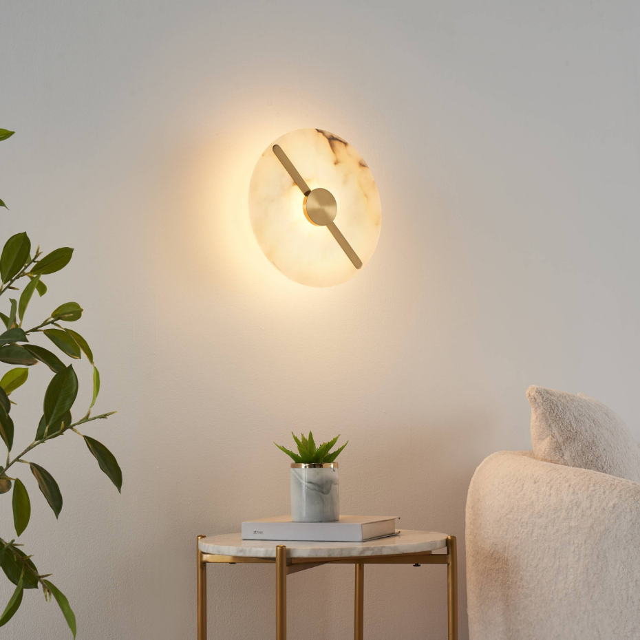 Applique LED disque en albâtre - LUNÉA