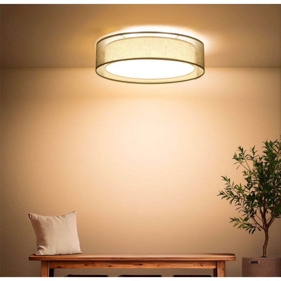 Plafonnier double en tissu rond Puro