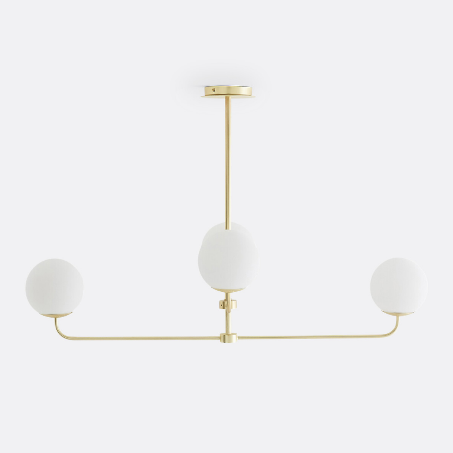 Suspension laiton et verre opaline, Moricio