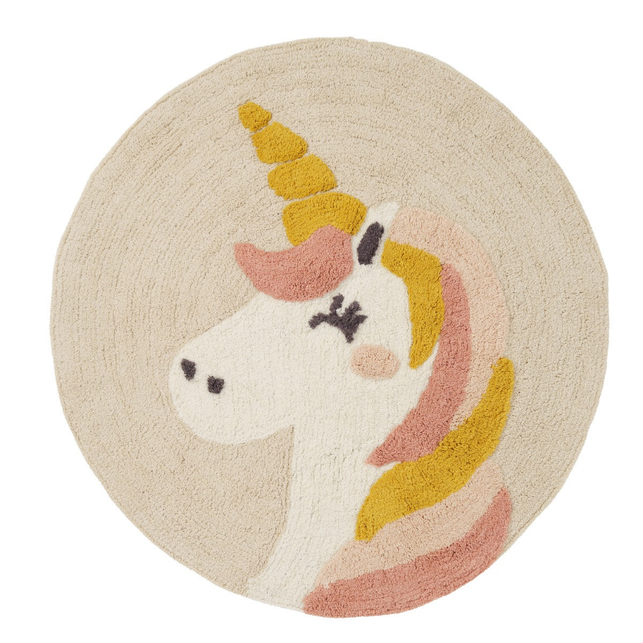 Tapis enfant rond en coton tufté LICORNE