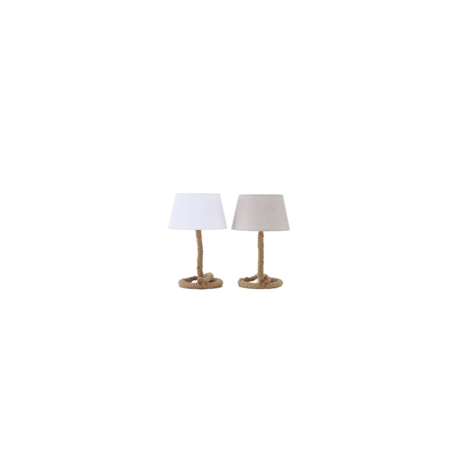 Set de 2 Lampes à Poser en Corde Bord de Mer Abat-jour Blanc et Beige