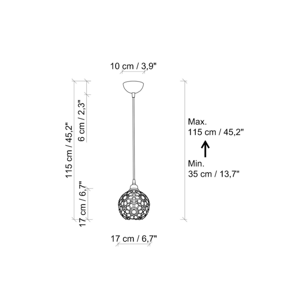 Suspension dorée chambre – motif floral ajouré ERZIN