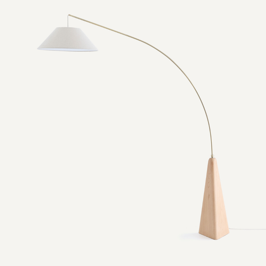 Lampadaire arc en chêne massif et lin, NESTWOOD