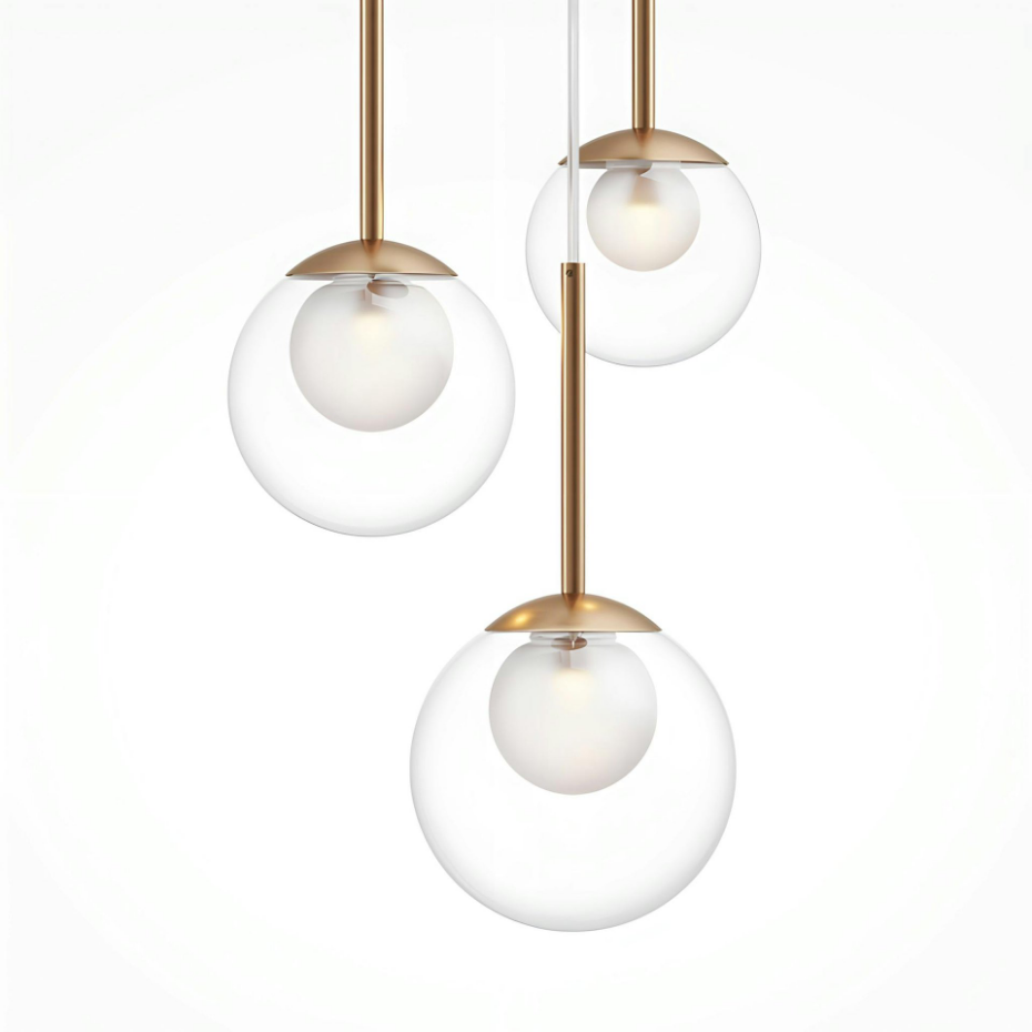 Suspension moderne verre & or - 3 globes en grappe DELTONA