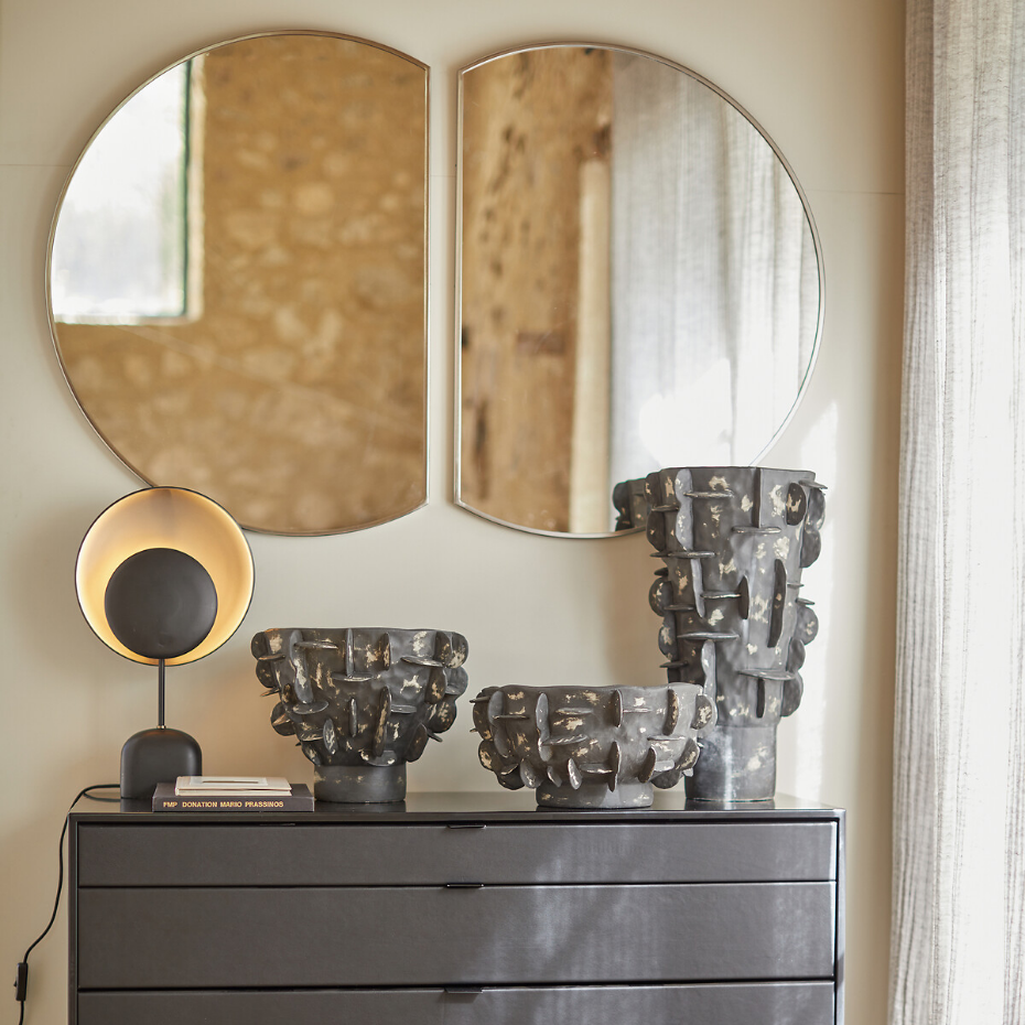 Lampe à poser, métal noir et moka, Naton