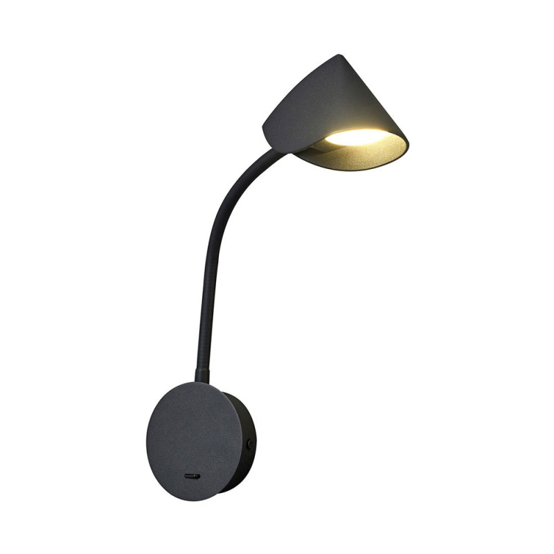 Applique Led De Chevet Noire Avec Interrupteur Ago