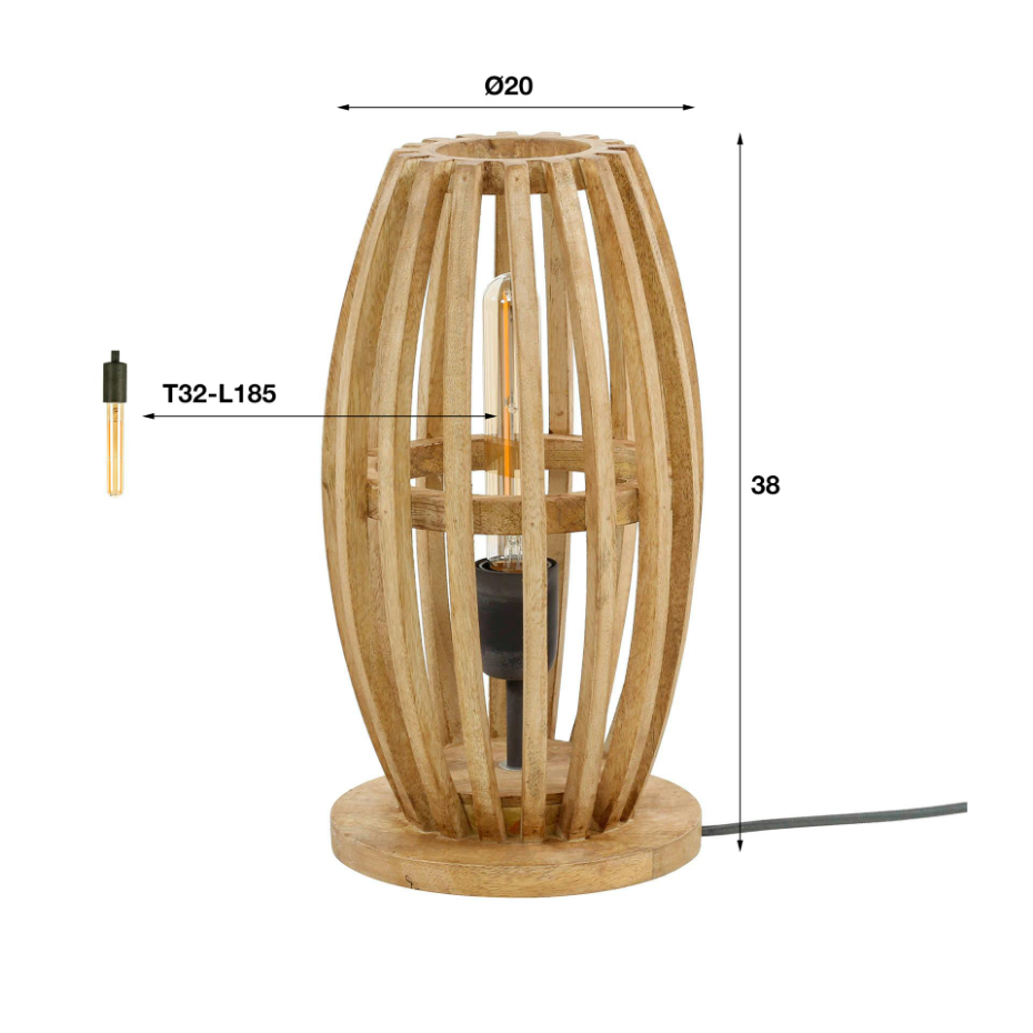 Lampe de table en bois de manguier ajouré LUCKNOW