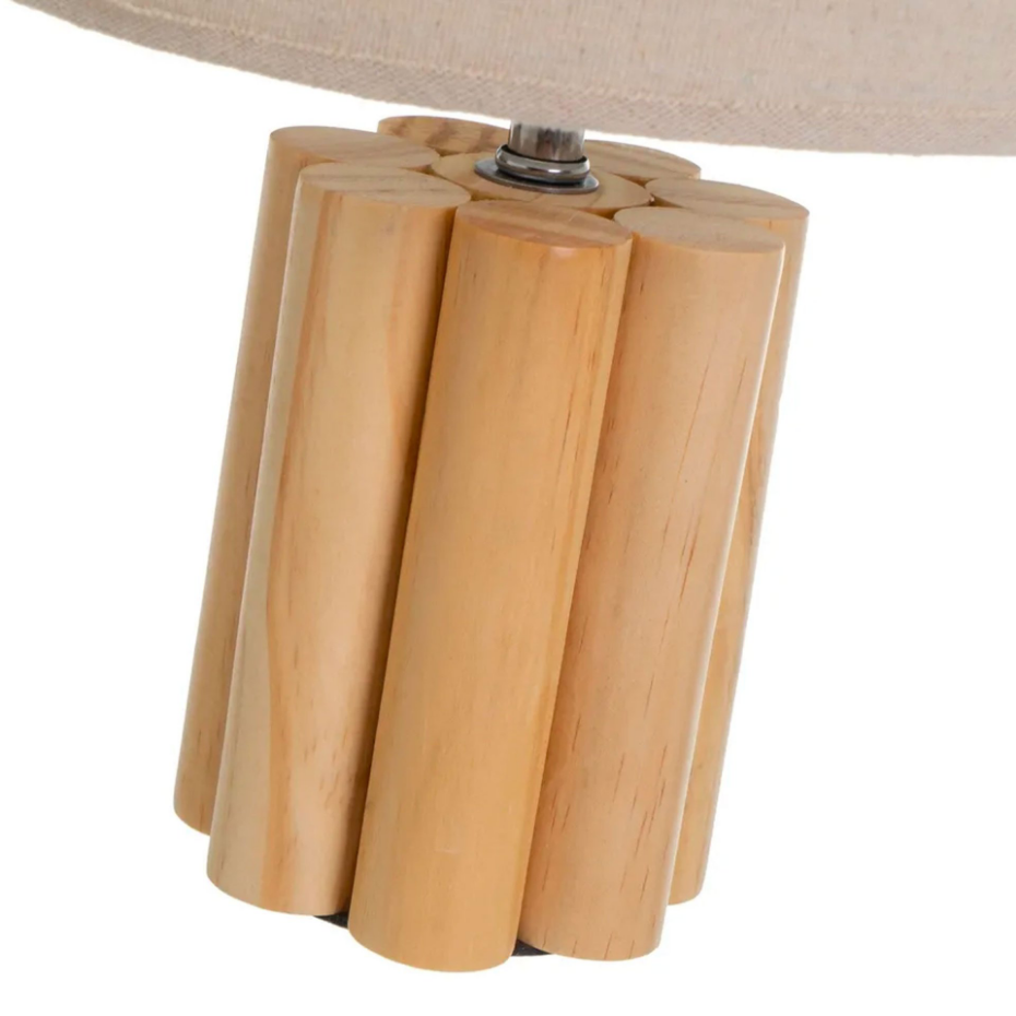 Lampe à poser en bois et abat jour taupe 20x20x29cm