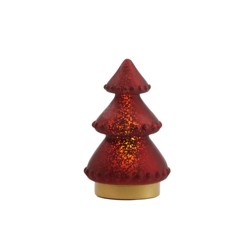 Lampe de table à piles Sapin rouge et or
